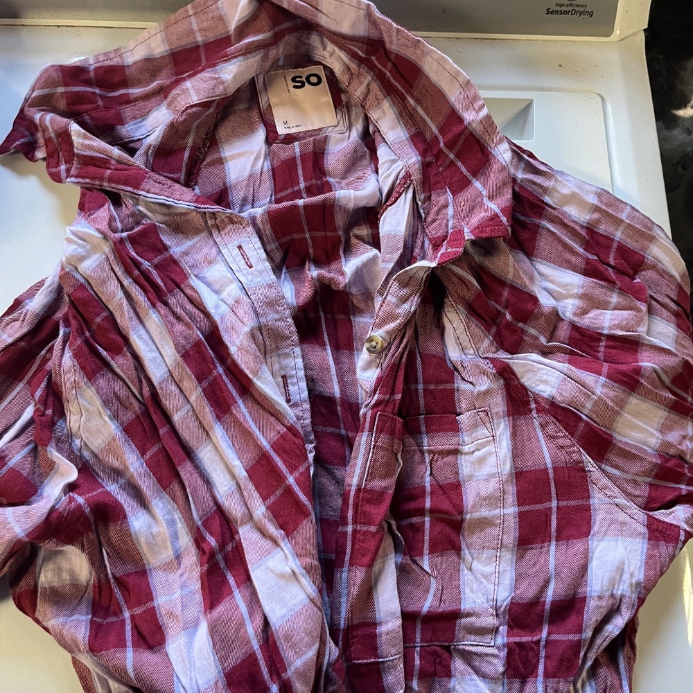 Maroon and white flannel